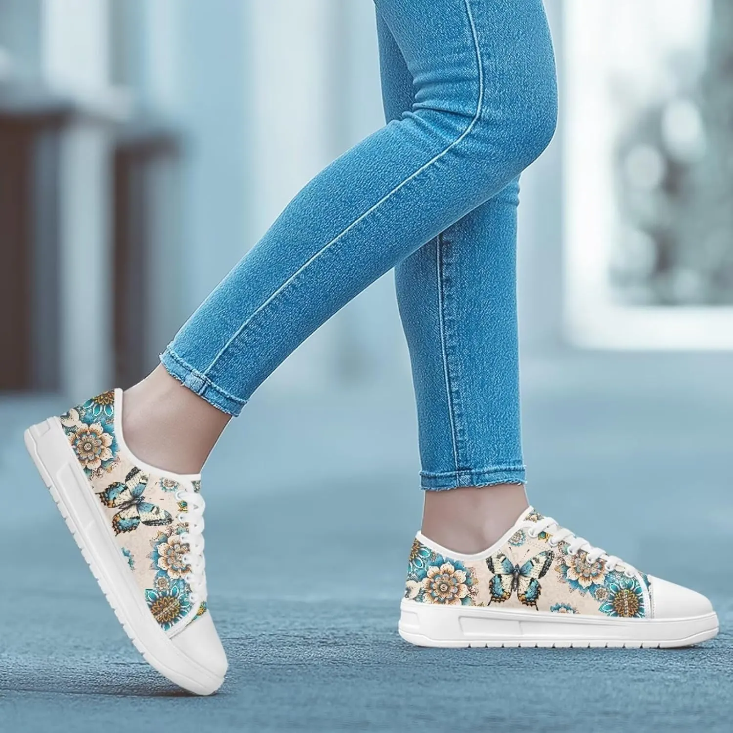 Womens Canvas Sneaker Lace Up Low Top Shoe for Hiking Running Walking Slip On Non Slip Casual Shoes