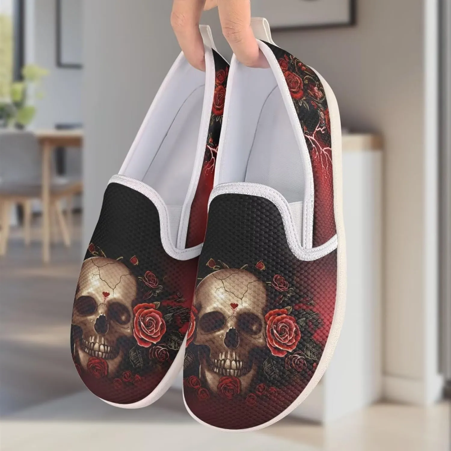 Women's Skull Outdoor Loafer Casual Wedding Shoes Mesh Dress Flat Classic Leisure Work Loafers