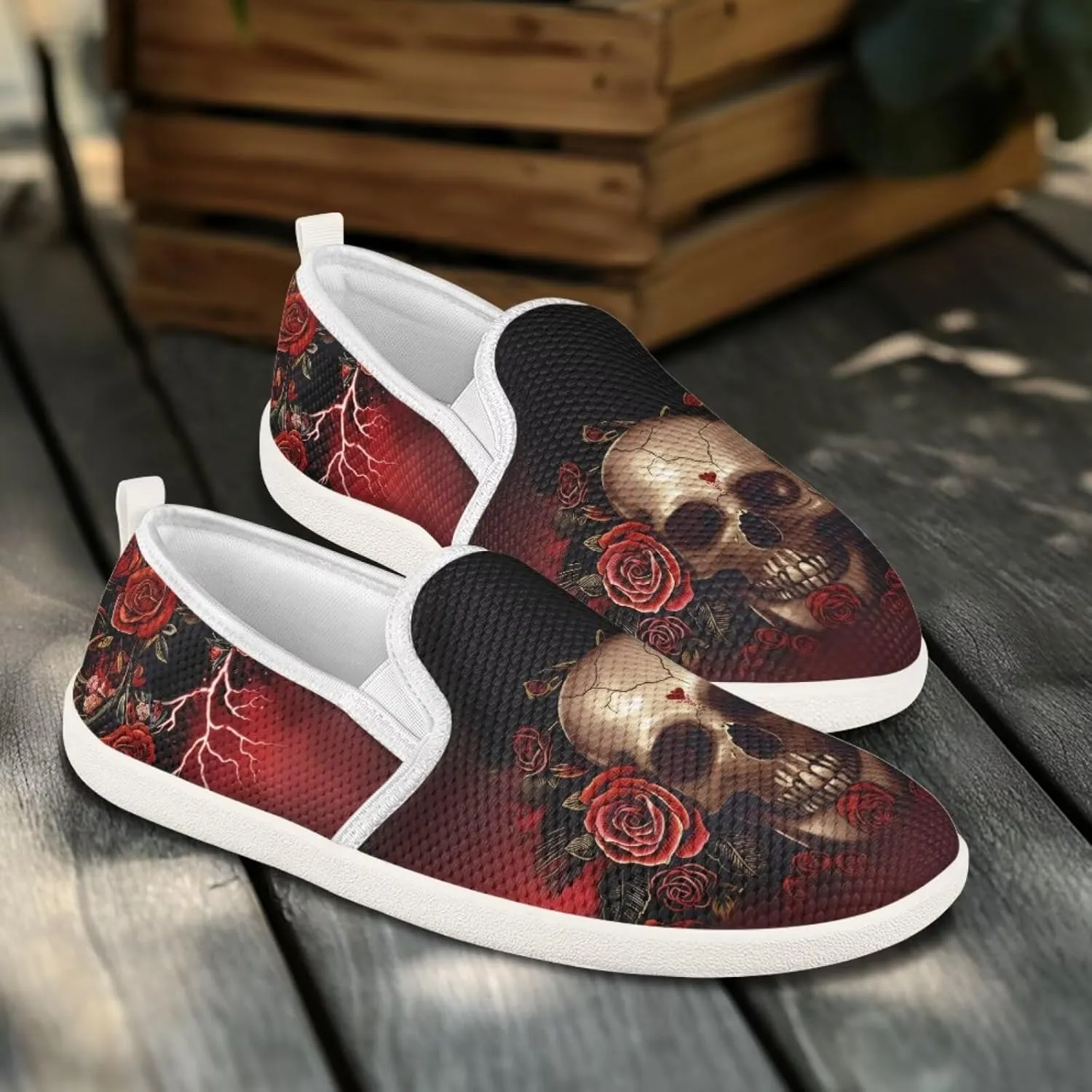 Women's Skull Outdoor Loafer Casual Wedding Shoes Mesh Dress Flat Classic Leisure Work Loafers