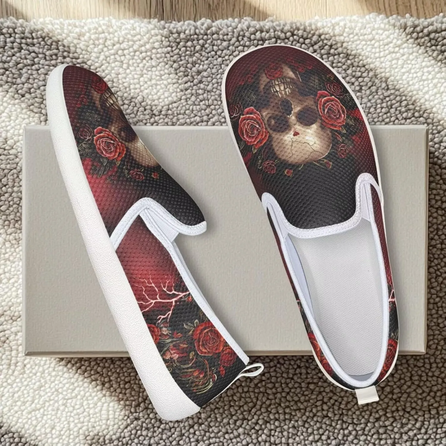 Women's Skull Outdoor Loafer Casual Wedding Shoes Mesh Dress Flat Classic Leisure Work Loafers